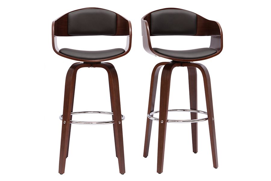 Sgabelli da bar vintage girevoli 360° noce H67.5 cm GAO