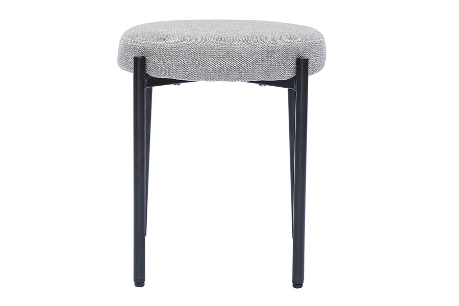 Tabouret bas empilable en tissu effet velours texturé gris clair et métal noir H41 cm KIKO
