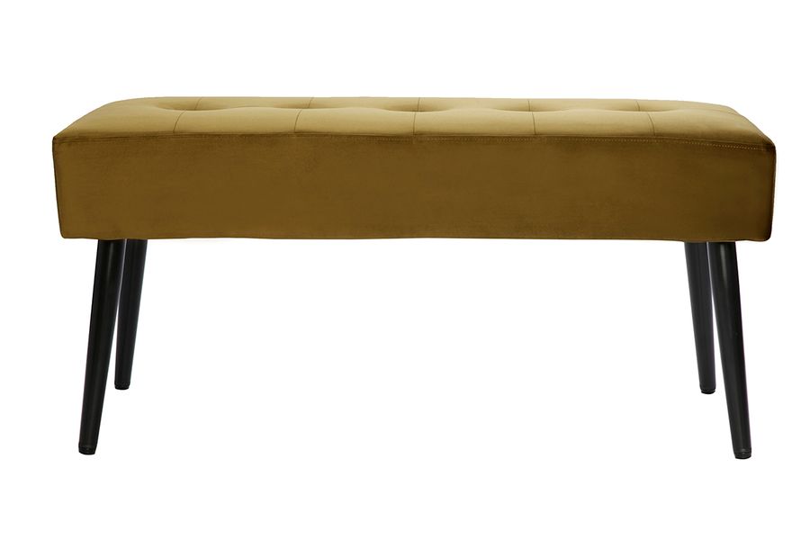 Gepolsterte Design-Bank aus bronzefarbenem Samtstoff und schwarzem Metall L95 cm GUESTA