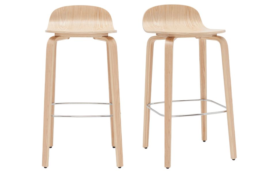 Sgabelli da bar scandinavi legno rovere H68 cm (set di 2) OBRA