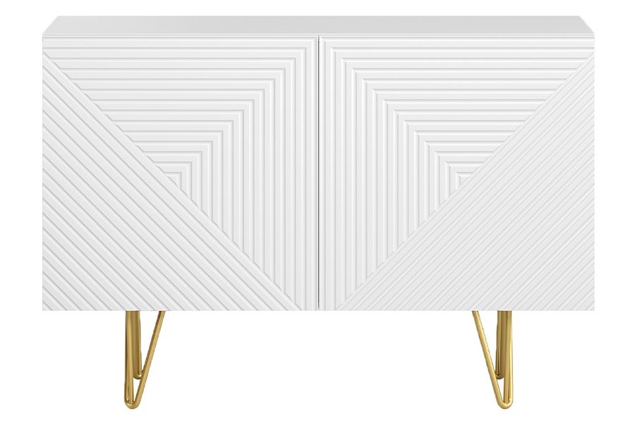 Credenza design bianco e oro con 2 ante L107 cm OZEN