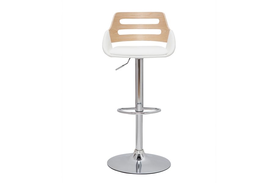 Sgabello da bar regolabile design bianco e rovere PERNIK
