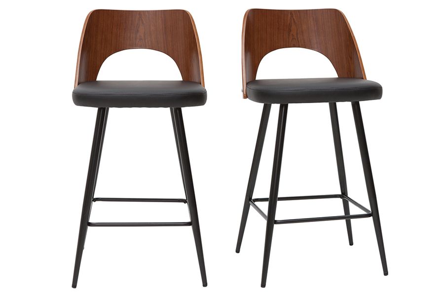 Sgabelli da bar design nero e noce H66,5 cm (set di 2) FALCOM
