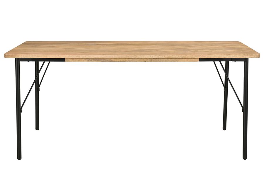 Table à manger rectangulaire en bois manguier massif et métal noir L180 cm JUDE