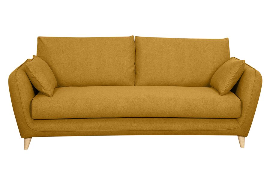 Divano letto scandinavo 3 posti giallo cumino con materasso 10 cm CREEP
