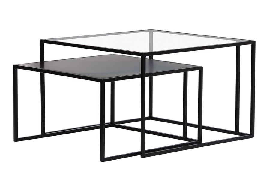 Ausziehbare Couchtische aus gehärtetem Glas und Metall TAHL
