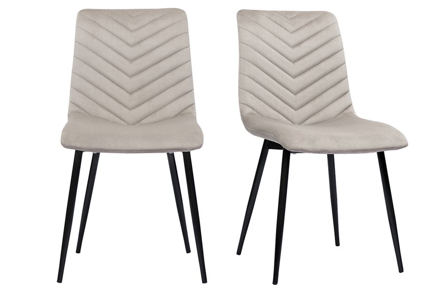 Design-Stühle aus taupefarbenem Samtstoff und schwarzem Metall (2er-Set) PUMPKIN