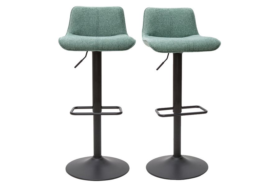 Barhocker höhenverstellbar Stoff mit strukturiertem Samteffekt in Blassgrün und Metall (2er-Set) BOOST