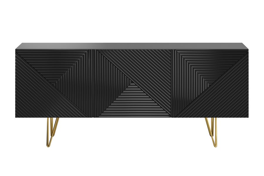 Credenza design nero e oro 3 ante L160 cm OZEN