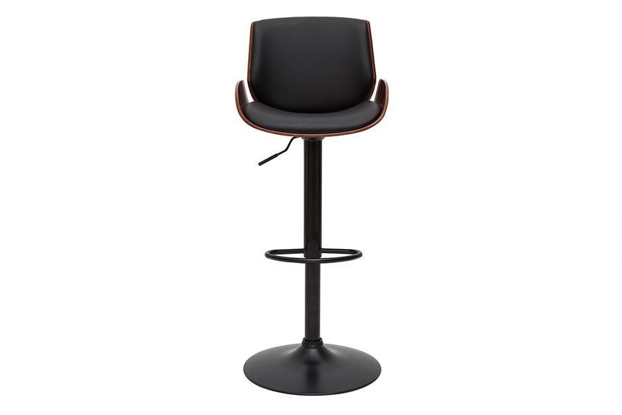 Sgabello da bar regolabile nero e legno scuro VESPER