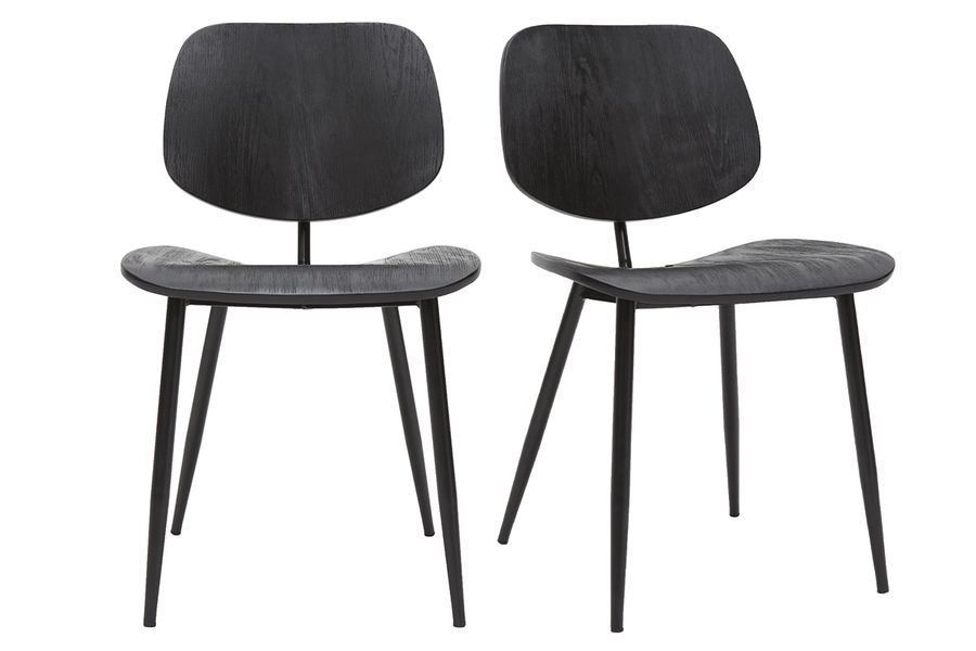 Chaises design noire en bois noir et métal (lot de 2) TOBIAS