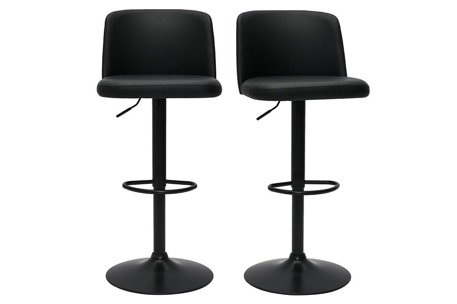 Tabourets de bar design réglables noirs et métal noir (lot de 2) MONTI
