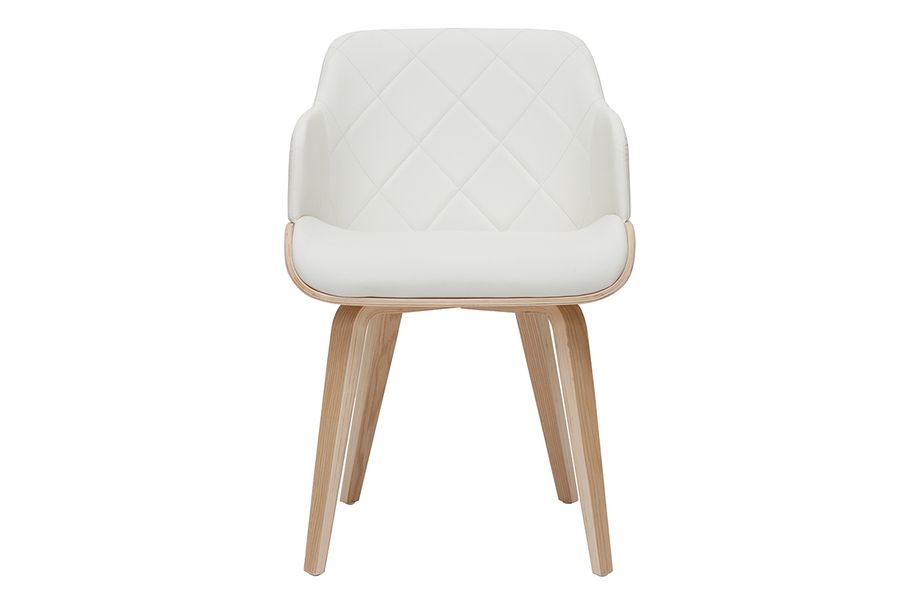 Sedia design bianco e legno chiaro LUCIEN