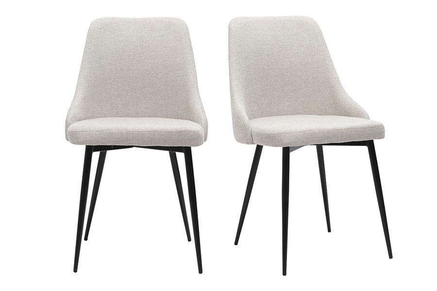 Sedie design tessuto effetto velluto naturale e metallo nero (set di 2) CULT