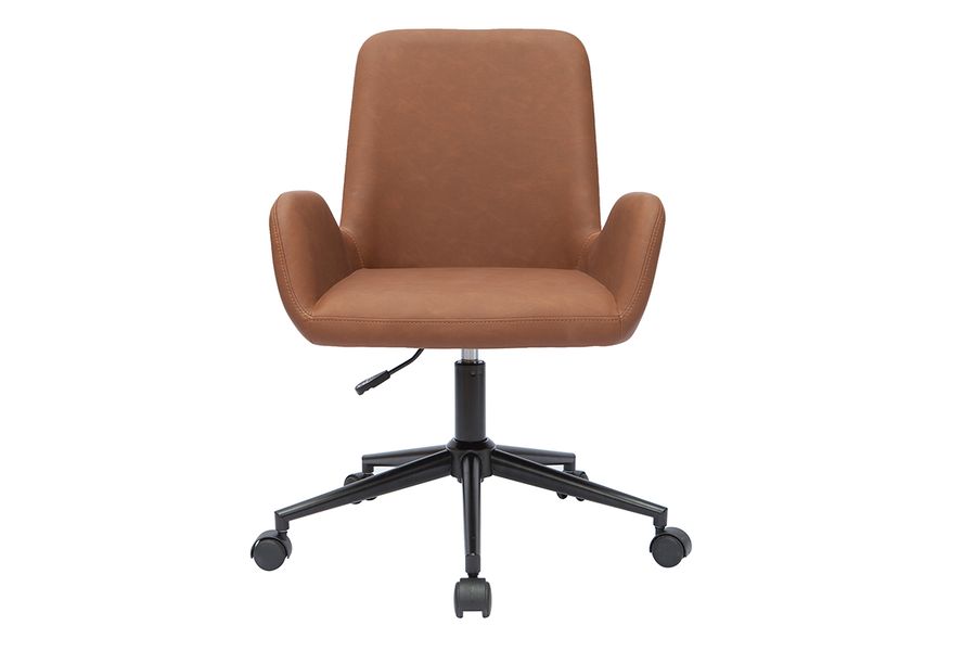 Chaise de bureau à roulettes marron et métal noir ALBAN