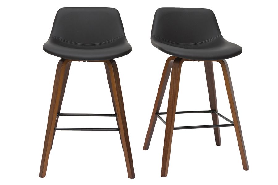 Set de 2 taburetes de cocina de diseño negro y nogal 65 cm NONIE