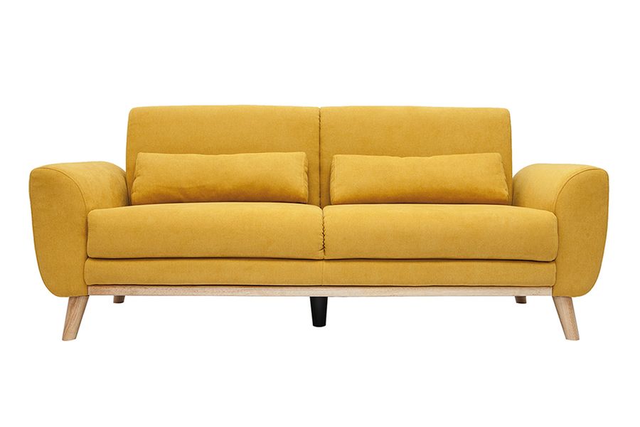 Sofá nórdico 3 plazas terciopelo amarillo mostaza EKTOR