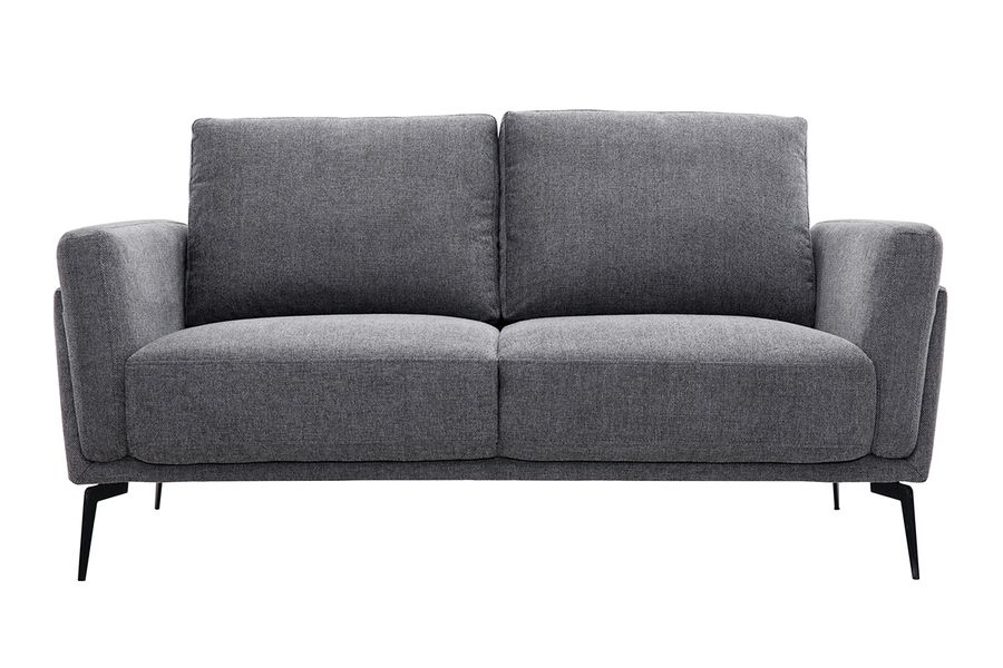 Divano design 2 posti in tessuto effetto velluto testurizzato grigio MOSCO