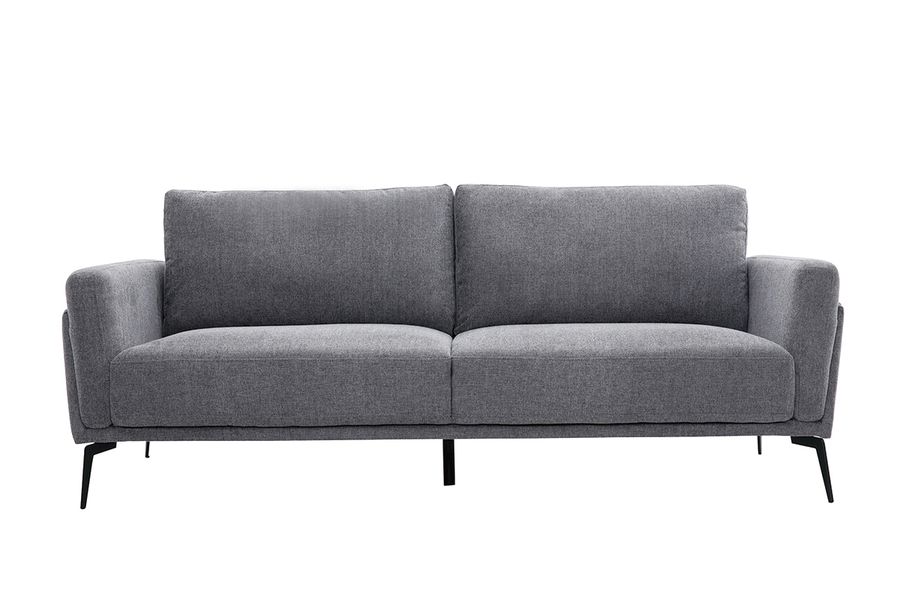 Divano design 3 posti in tessuto effetto velluto testurizzato grigio MOSCO
