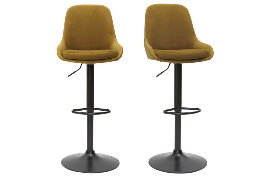 Höhenverstellbare Design-Barhocker bronzefarbener Samt (2er-Set) HOLO