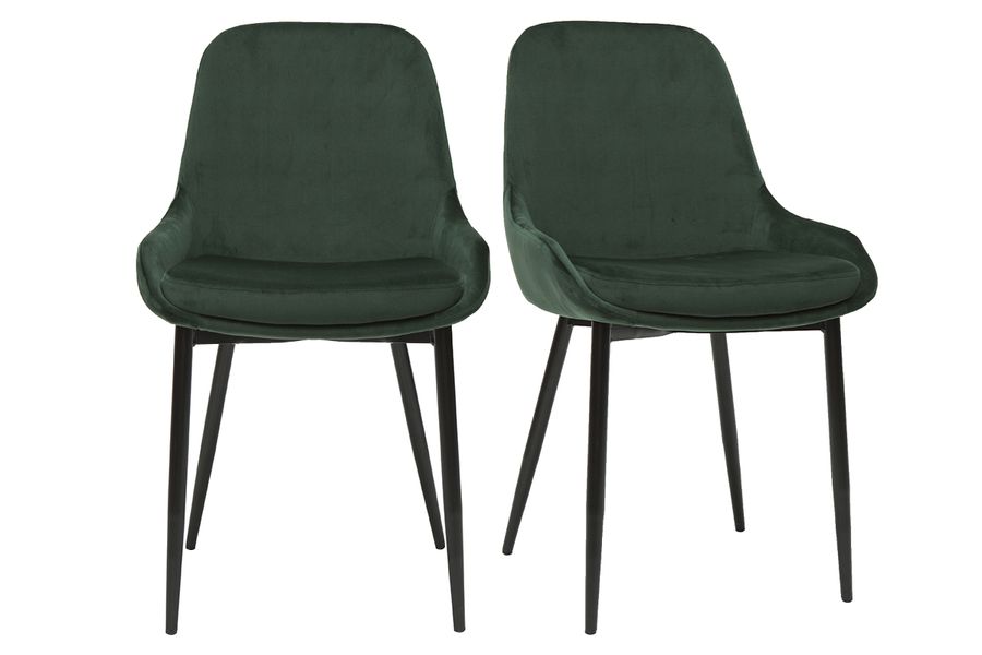 Set de 2 sillas de terciopelo color verde HOLO