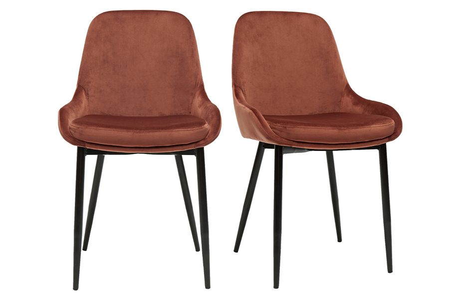 Set de 2 sillas de terciopelo color terracotta HOLO