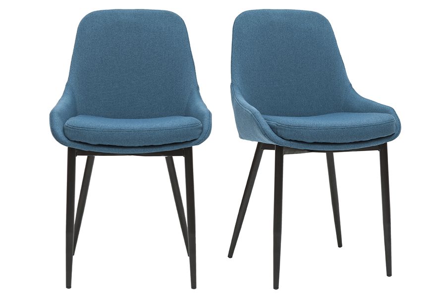 Set de 2 sillas de tejido azul petróleo HOLO