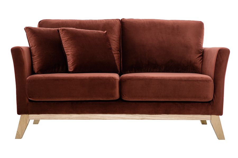 Sofá 2 plazas nórdico desenfundable de terciopelo burdeos OSLO