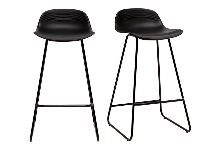Design-Barhocker schwarz H65 cm (2er-Satz) ELLA