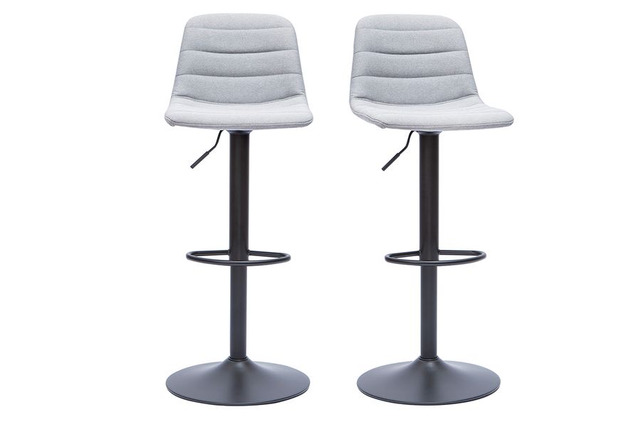 Set di 2 sgabelli regolabili tessuto grigio chiaro base metallo SAURY