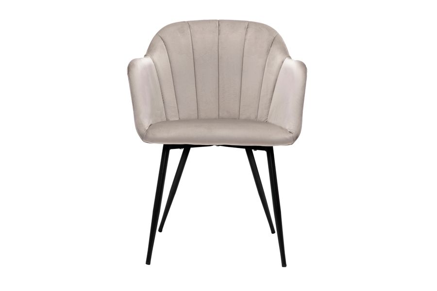 Chaise design en tissu velours taupe et métal noir MILLY