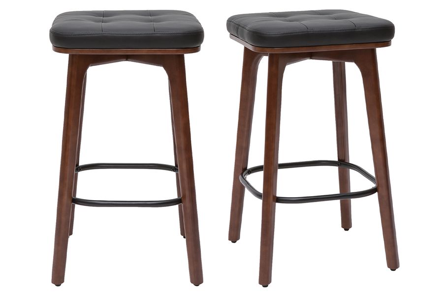 Vintage-Barhocker in Schwarz und dunkles Holz 65 cm (2er-Set) GRAMMA