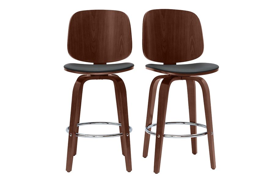 Design-Barhocker drehbar schwarz und dunkles Holz H66 cm (2er-Set) BECK