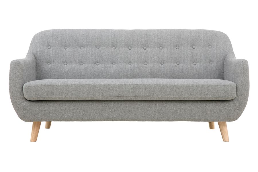 Divano scandinavo 3 posti sfoderabile grigio chiaro e legno YNOK
