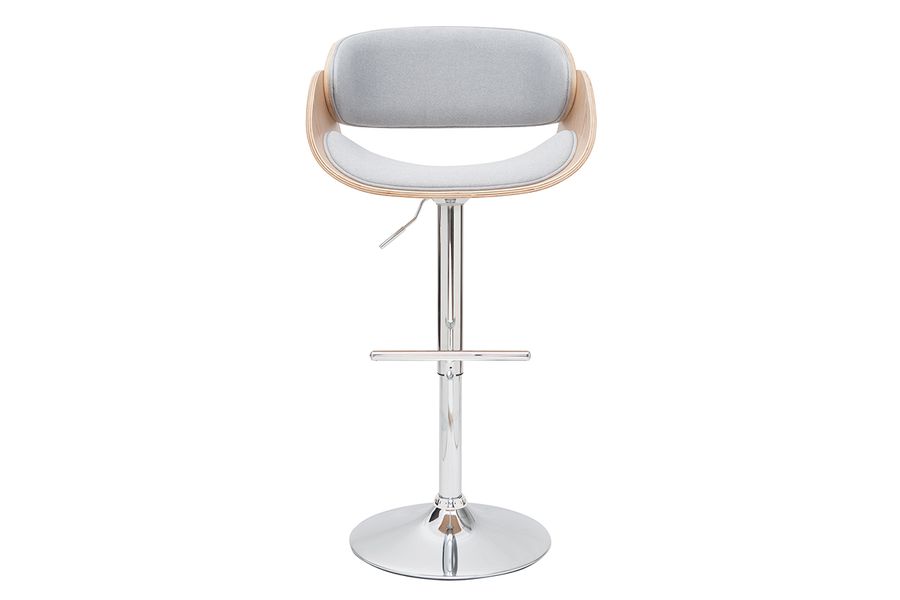 Sgabello da bar design in tessuto grigio e legno BENT