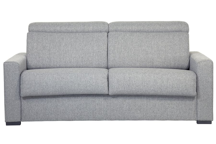 Sofá convertible gris claro con colchón 18 cm y reposacabezas ajustables NORO