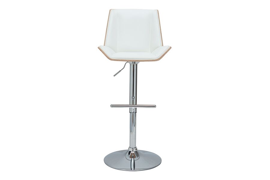 Sgabello da bar di design bianco e legno chiaro MELKIOR