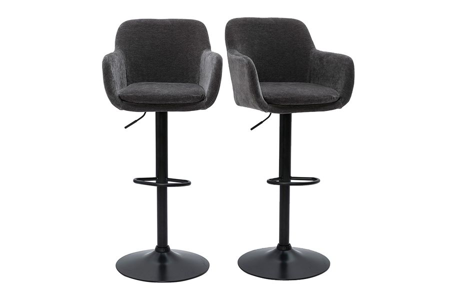 Sgabelli da bar regolabili effetto velluto grigio scuro (set di 2) AMIKA
