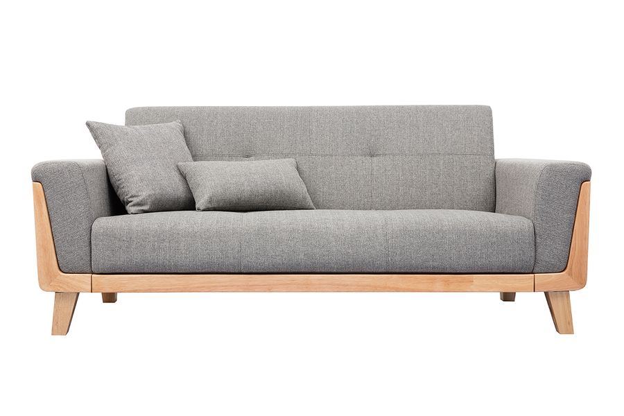 Divano design 3 posti grigio piedi in legno FJORD