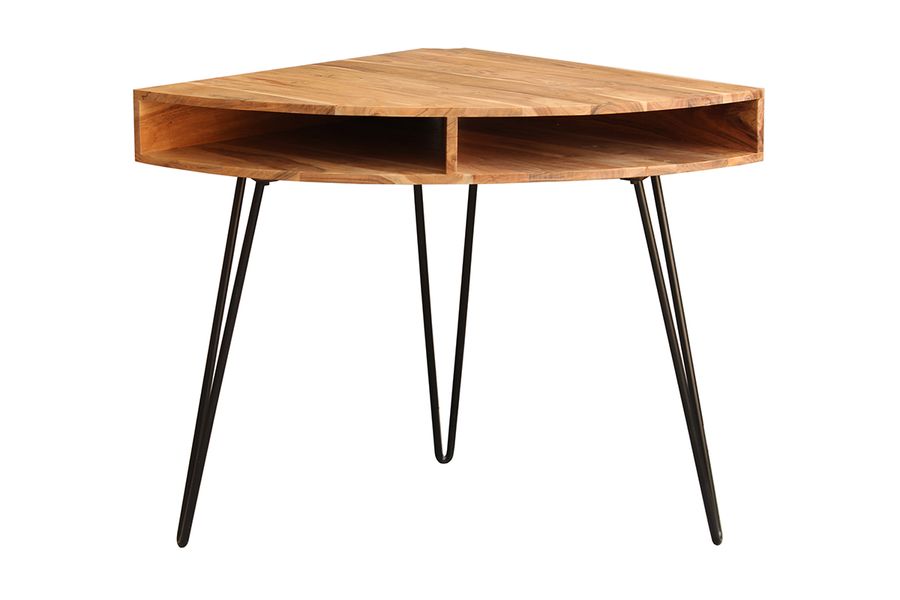 Bureau d'angle avec rangements bois massif et métal noir L75 cm GOSBY