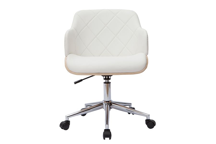 Poltrona da ufficio design bianco e legno chiaro SANDRO