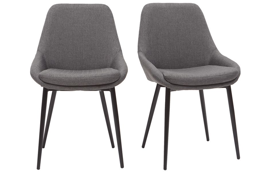 Stoffdesign-Stühle in Grau und Schwarzem Metall (2er Set) HOLO
