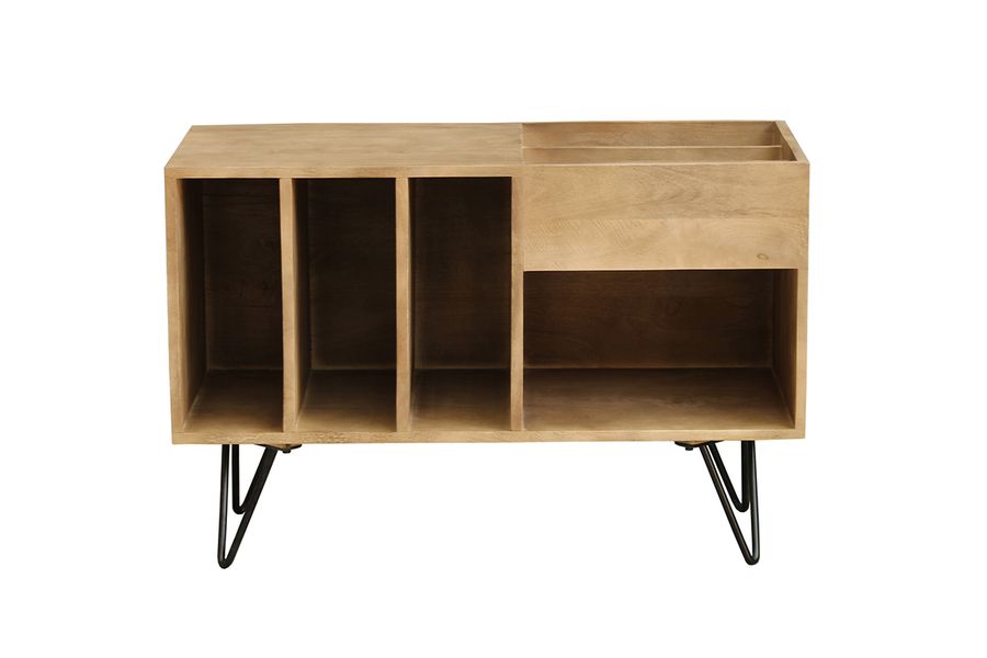Sideboard für Schallplatten aus Mangoholz und Metall B 90 cm BOOGIE