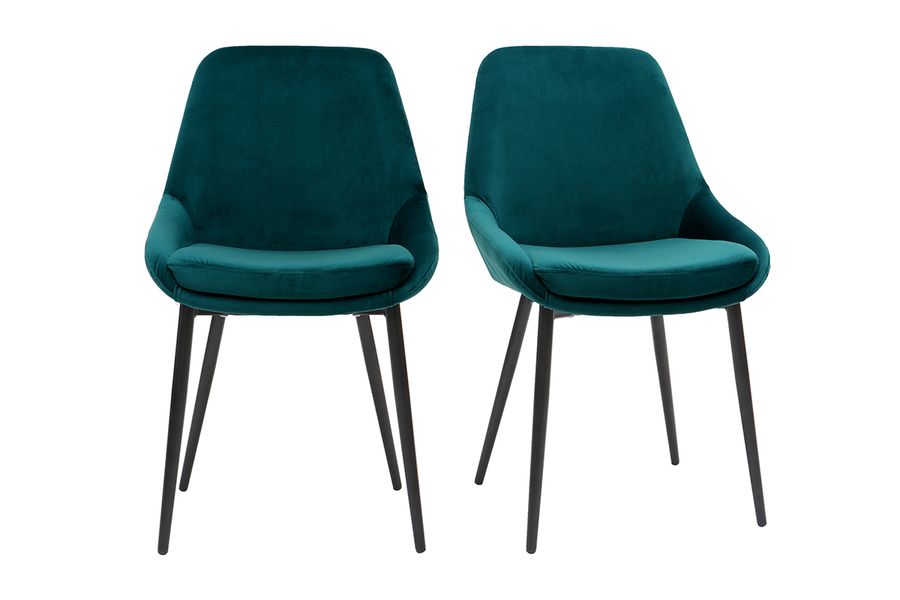 Sillas en terciopelo azul petróleo (lote de 2) HOLO