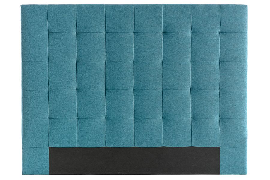 Testiera del letto imbottito in tessuto blu anatra 140 cm HALCIONA