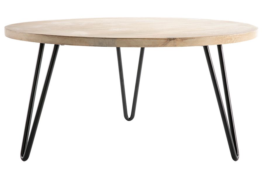 Tavolino basso rotondo in mango piedi metallo VIBES