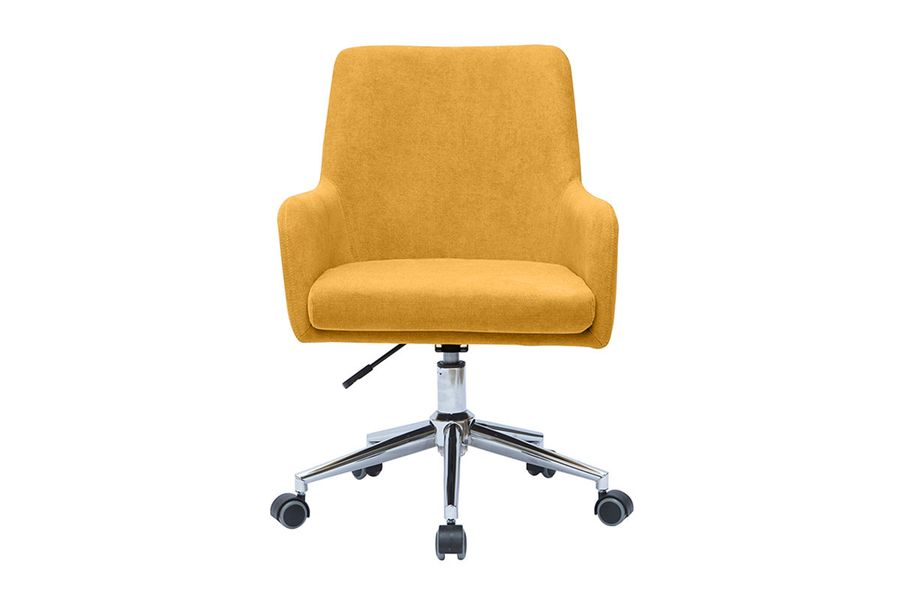 Poltrona da ufficio design effetto velluto giallo senape SHANA