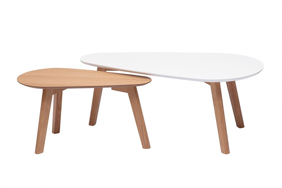 Tavolini bassi scandinavi quercia e bianco lotto di 2 ARTIK