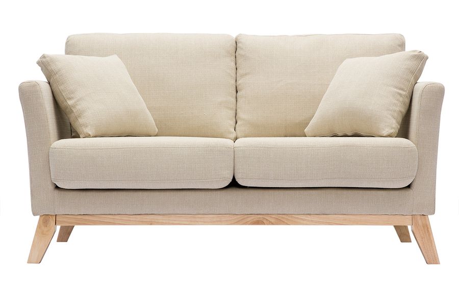 Sofa skandinavisch 2 Plätze Beige helle Holzbeine OSLO
