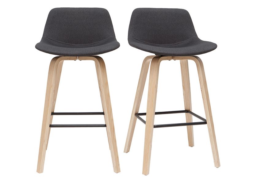 Skandinavischer Barhocker dunkelgrauer Stoff 65 cm (2er-Set) NONIE